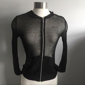 Zara Goth Fishnet Tiny Hoodie - XS Black